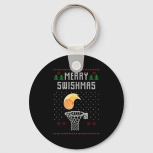 Merry Christmas Swishmas Basketball Xmas Gift Ugly Keychain