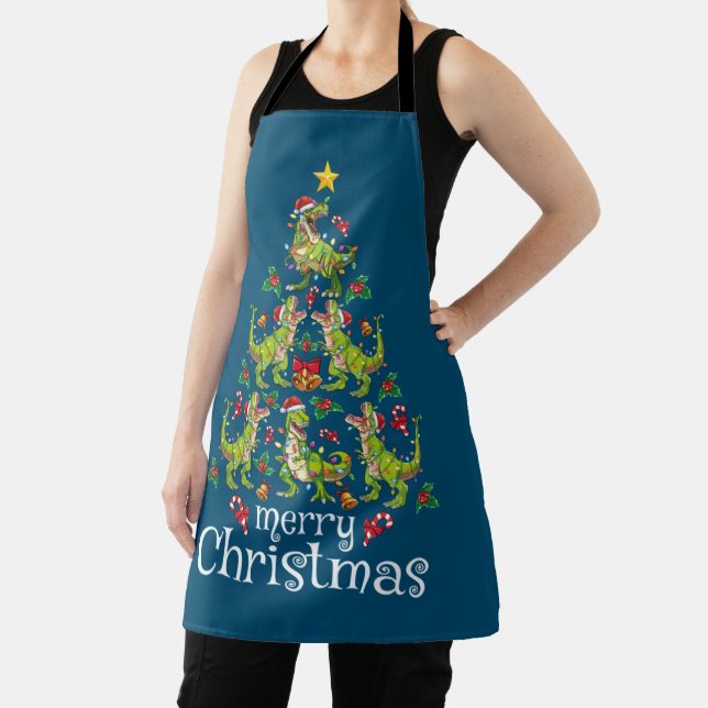 Merry Christmas T Rex Boys Kids Christmas Tree Rex Apron (Insitu)