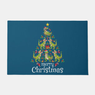 Merry Christmas T Rex Boys Kids Christmas Tree Rex Doormat