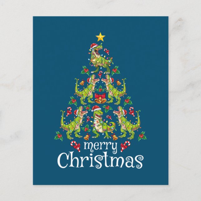 Merry Christmas T Rex Boys Kids Christmas Tree Rex Flyer (Front)