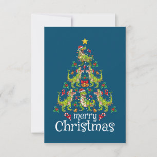 Merry Christmas T Rex Boys Kids Christmas Tree Rex Thank You Card
