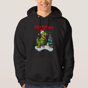 Merry Christmas T Rex Dinosaur Santa Pajama Hoodie