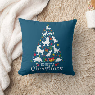 Merry Christmas T Rex Kids Boys Funny Christmas Throw Pillow