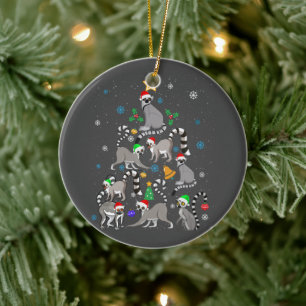 Merry Christmas T-shirt Lemur Christmas Tree Xmas Ceramic Ornament