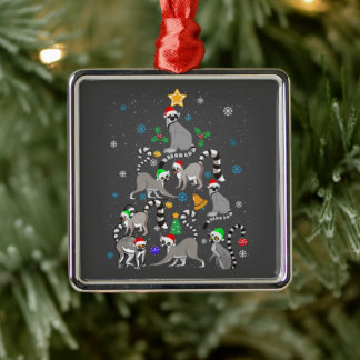 Merry Christmas T-shirt Lemur Christmas Tree Xmas Metal Ornament