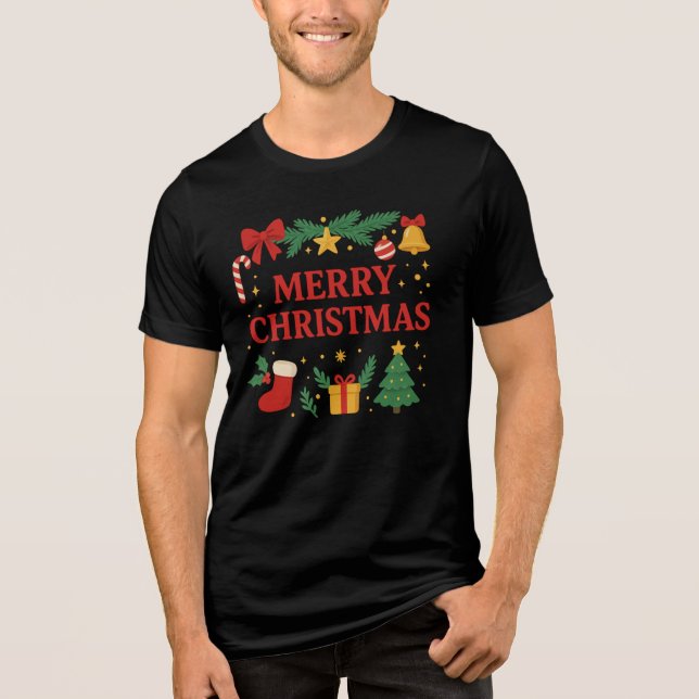 Merry Christmas T-Shirt Tri-Blend Shirt (Front)