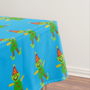 Merry Christmas Tablecloth, Elf Blue Tablecloth