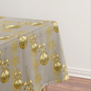 Merry Christmas Tablecloth, Gold Balls Tablecloth