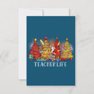 Merry Christmas Teacher Christmas Trees Tie Dye Thank You Card