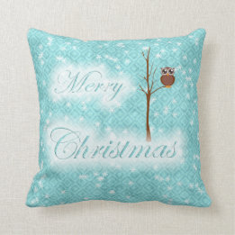merry christmas teal throw pillow