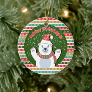 Merry Christmas Teddy bear  Ceramic Ornament