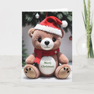 Merry Christmas Teddy Bear Holiday Card