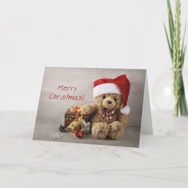 Merry Christmas Teddy Bear Holiday Card (Front)