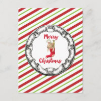 Merry Christmas Teddy Bear In Vintage Frame