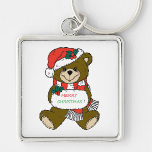 " MERRY CHRISTMAS " TEDDY BEAR KEYCHAIN