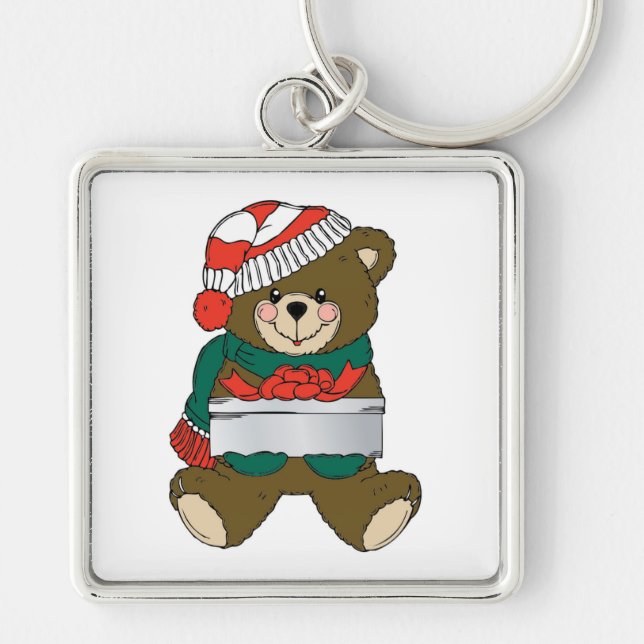 "MERRY CHRISTMAS" TEDDY BEAR KEYCHAIN (Front)