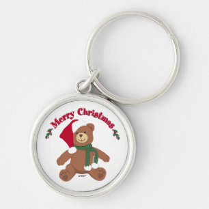 Merry Christmas Teddy Bear Keychain