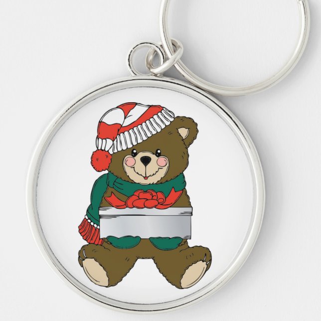 "MERRY CHRISTMAS" TEDDY BEAR KEYCHAIN (Front)