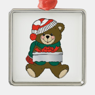"MERRY CHRISTMAS" TEDDY BEAR METAL ORNAMENT
