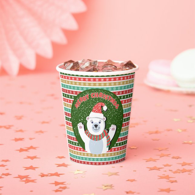 Merry Christmas Teddy bear Paper Cups (Insitu)
