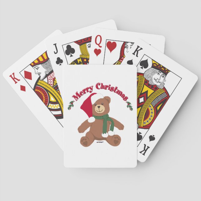Merry Christmas Teddy Bear Playing Cards (Back)