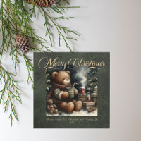 Merry Christmas Teddy Bears Faux Leather