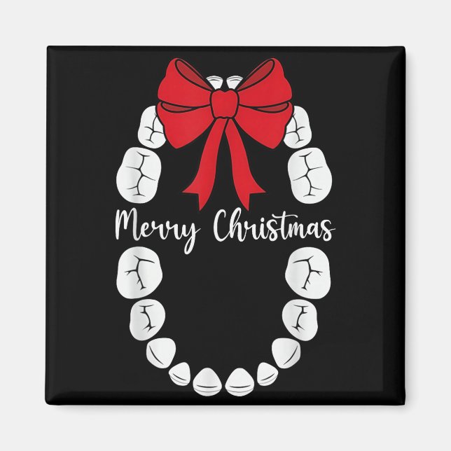 Merry Christmas Teeth Wreath Dental Christmas Shir Magnet (Front)