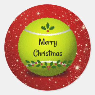 Merry Christmas Tennis Ball Classic Round Sticker