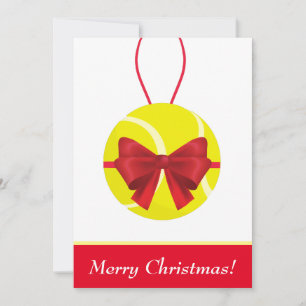 Merry Christmas Tennis Ball Gift & Red Bow Holiday Card