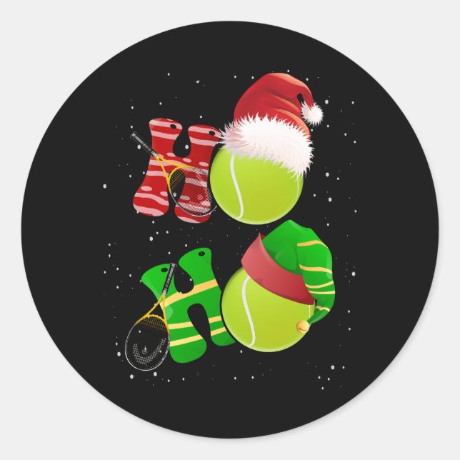 Merry Christmas Tennis Pyjamas Player Matching Rac Classic Round Sticker (Front)