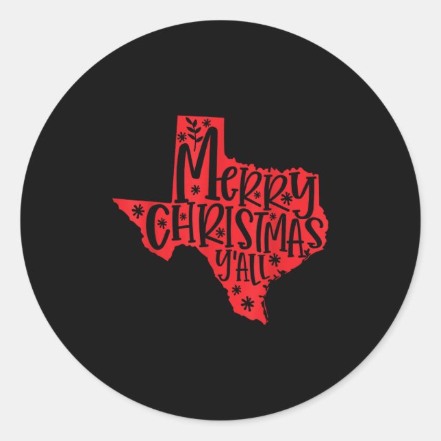 Merry Christmas Texas  Classic Round Sticker (Front)