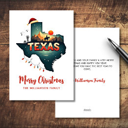 Merry Christmas Texas State Retro Personalized Holiday Card