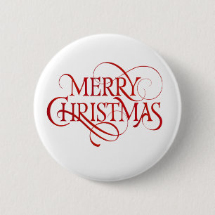 Merry Christmas text 2 Inch Round Button