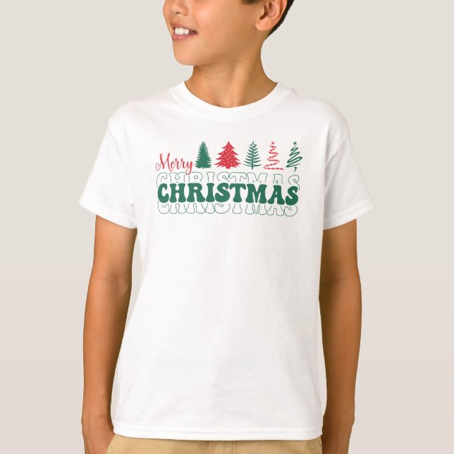 Merry Christmas text, Boys T-Shirt (Front)