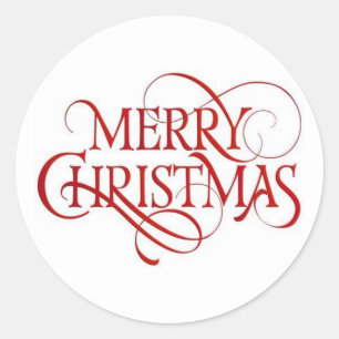 Merry Christmas Text Classic Round Sticker