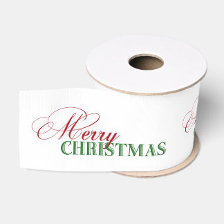 Merry Christmas Text Gift Ribbon Grosgrain Ribbon