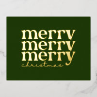 Merry Christmas Text Greeting on Green Gold
