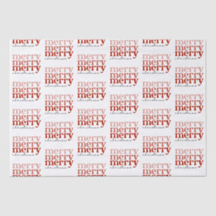 Merry Christmas Text Greeting Red and White Tissue Paper