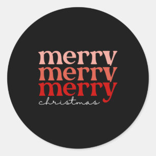 Merry Christmas Text Greeting Red Green Girl  Classic Round Sticker
