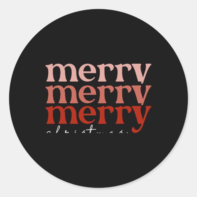 Merry Christmas Text Greeting Red Toddler T Shirt  Classic Round Sticker (Front)