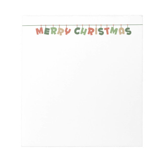 Merry Christmas text hanging garldand Notepad (Front)