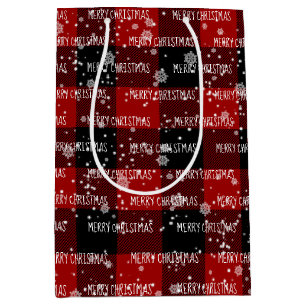 MERRY CHRISTMAS Text In Snowflakes Medium Gift Bag
