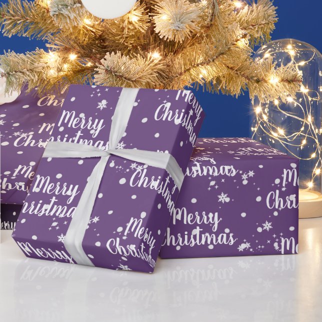 Merry Christmas Text In Snowflakes On Red Wrapping Wrapping Paper (Holidays)