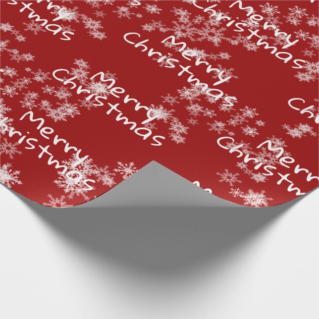 Merry Christmas Text In Snowflakes Wrapping Paper (Corner)