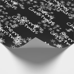 Merry Christmas Text In Snowflakes Wrapping Paper