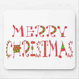 Merry Christmas Text Pattern Design: Festive  Art Mouse Pad