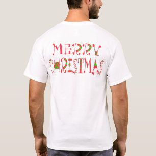 Merry Christmas Text Pattern Design: Festive Art T-Shirt