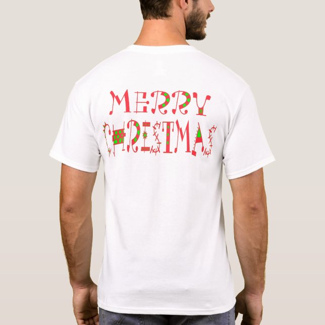 Merry Christmas Text Pattern Design: Festive  Art T-Shirt (Back)