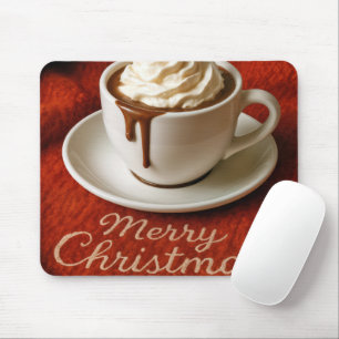 Merry Christmas Text With Hot Chocolate Drink Mouse Pad