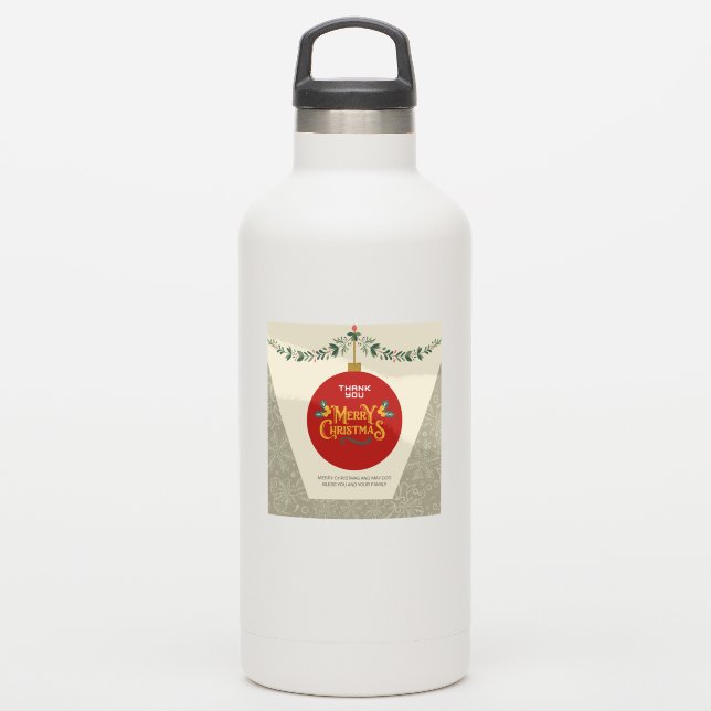 Merry Christmas & Thank You Holiday Sticker (Waterbottle)